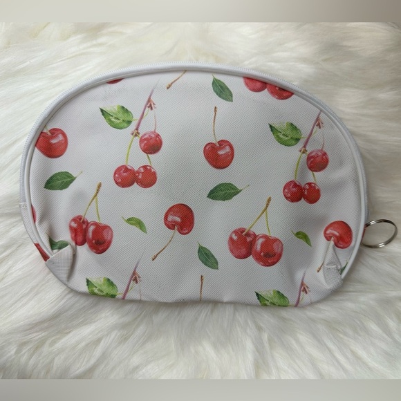 None Handbags - Cherry Pattern White/Black Cosmetic Pouch